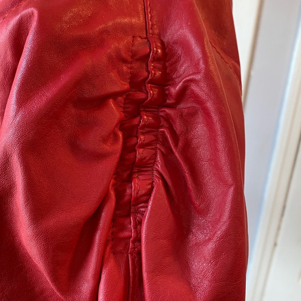 Vintage The Leather Ranch Red Genuine Leather Jacket, Size 3 - Picture 10 of 17